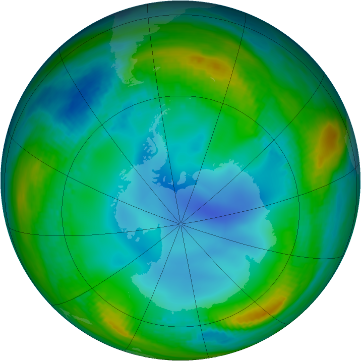 Antarctic ozone map for 19 July 1987